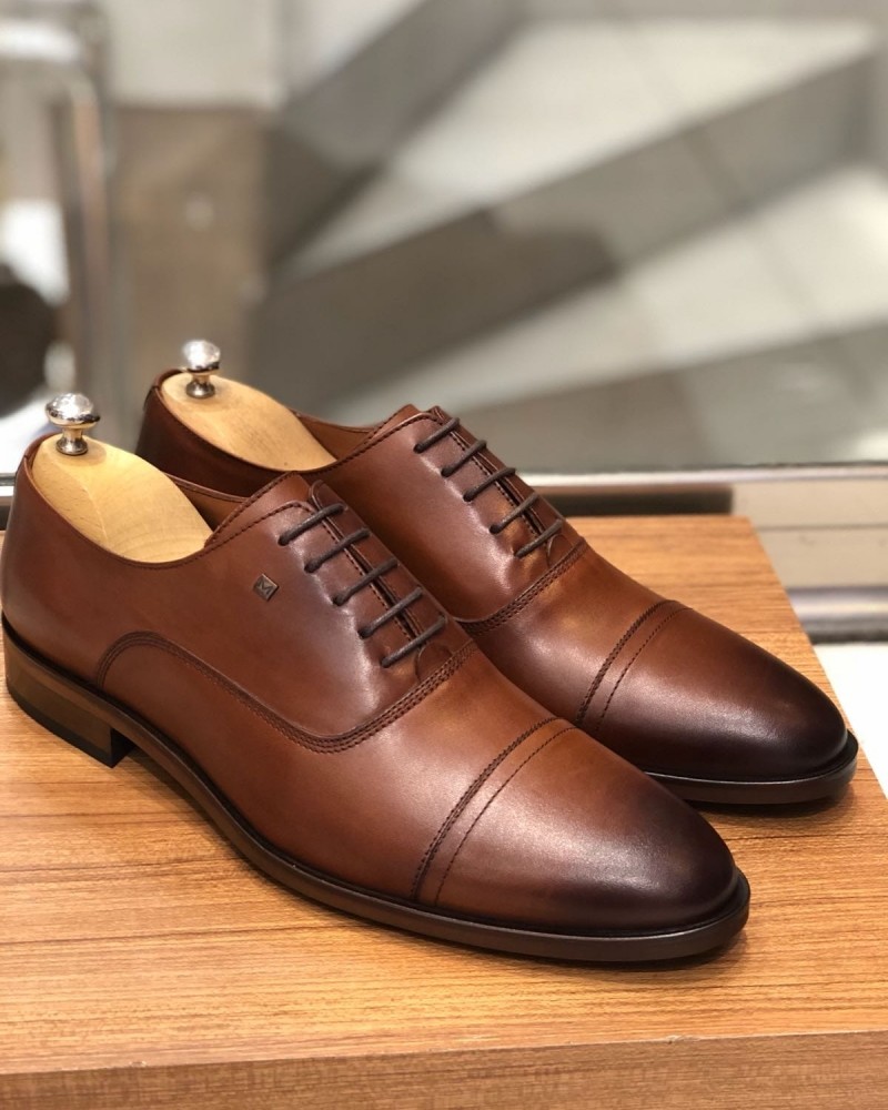 Camel Calf Leather Oxford by Gentwith.com with Free Shipping