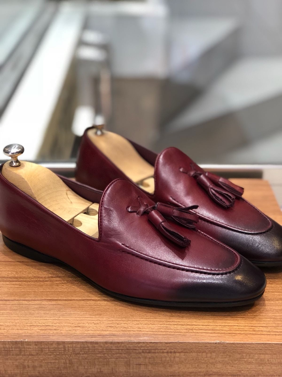 Buy Burgundy Tassel Loafer by Gentwith.com with Free Shipping