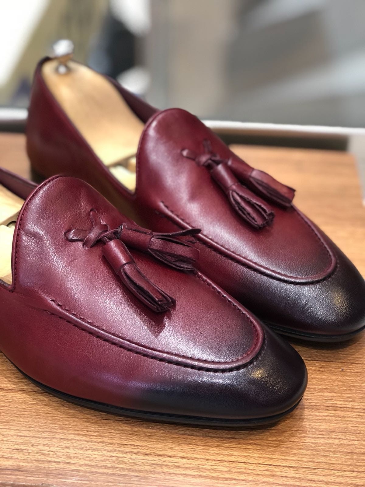 Buy Burgundy Tassel Loafer by Gentwith.com with Free Shipping
