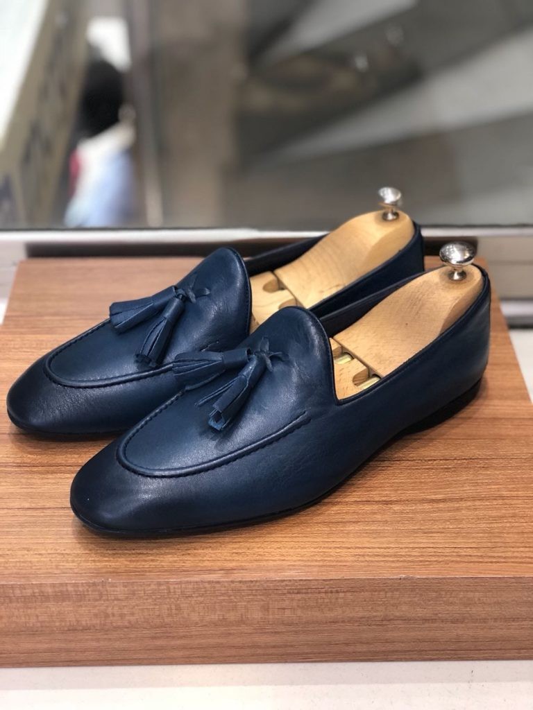 Buy Navy Blue Tassel Loafer by Gentwith.com with Free Shipping