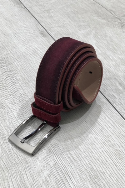 Bordeaux Suede Leather Belt by Gentwith.com with Free Shipping