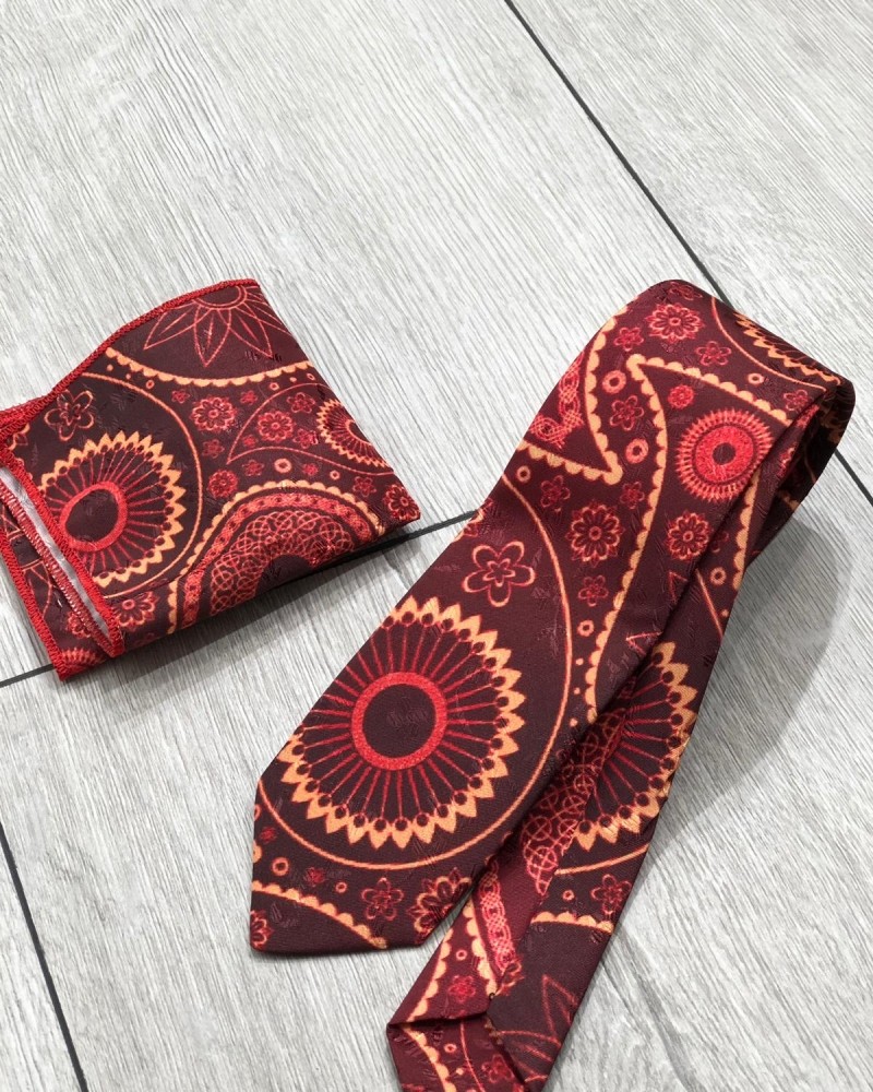 Claret Red Floral Tie by Gentwith.com with Free Shipping