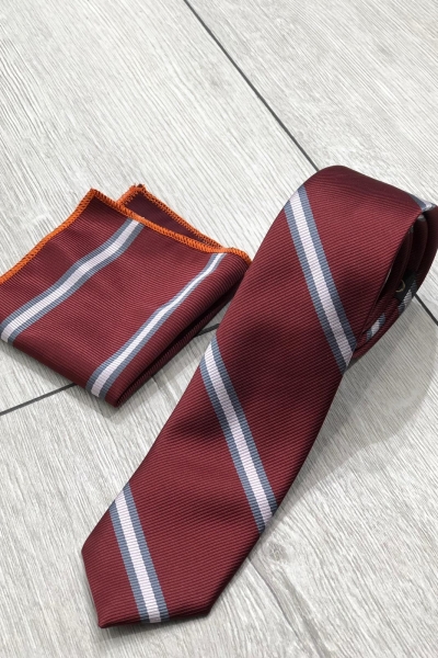 Claret Red Striped Tie by Gentwith.com with Free Shipping