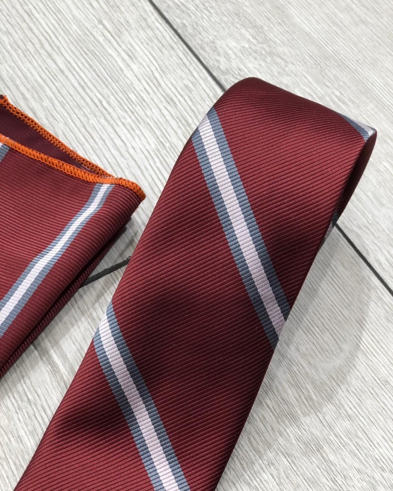 Claret Red Striped Tie by Gentwith.com with Free Shipping