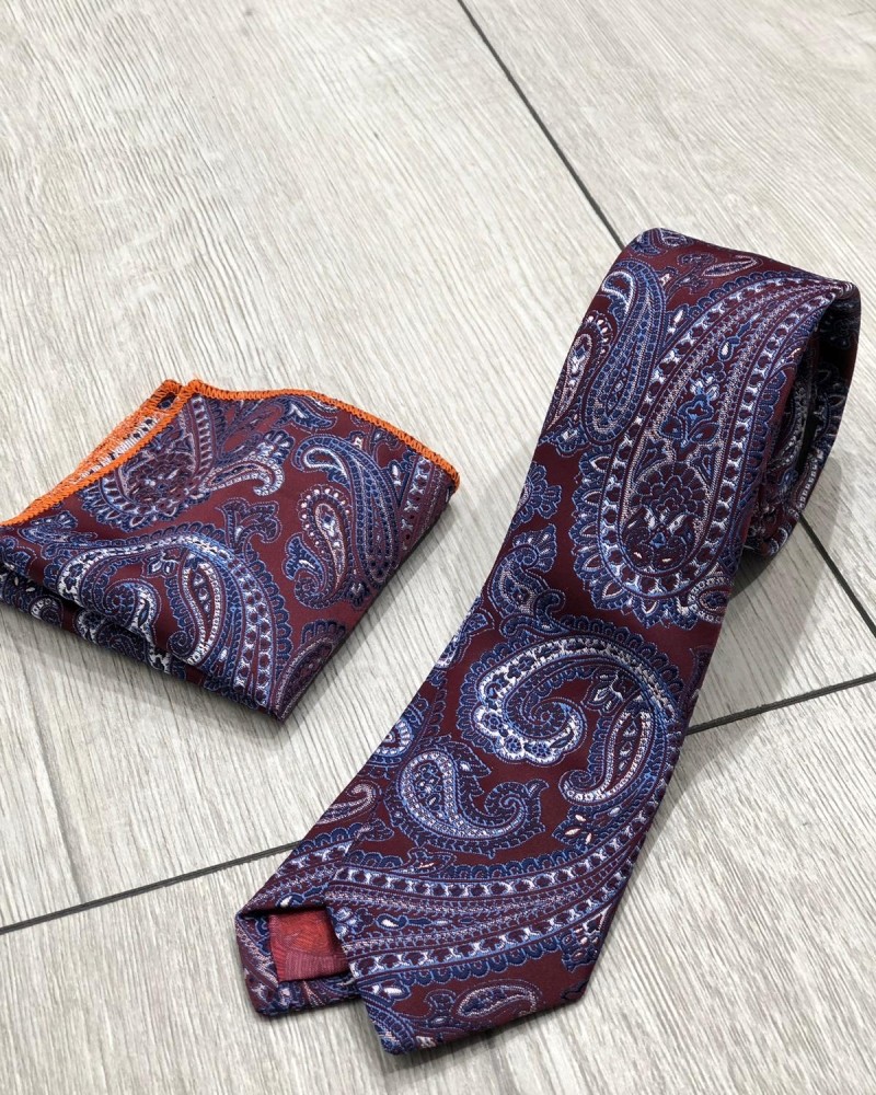 Claret Red Floral Tie by Gentwith.com with Free Shipping