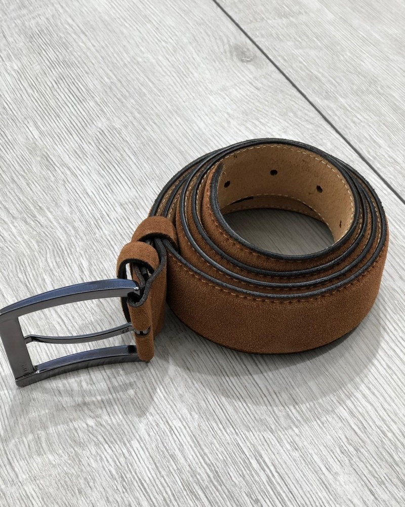 Camel Suede Leather Belt by Gentwith.com with Free Shipping