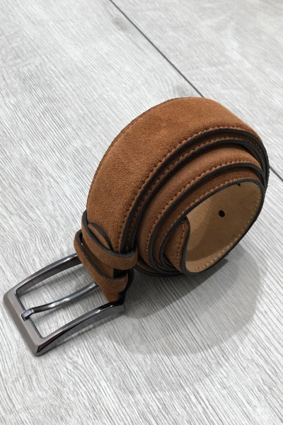 Camel Suede Leather Belt by Gentwith.com with Free Shipping