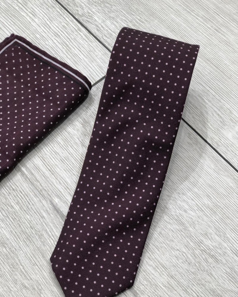 Claret Red Dotted Tie by Gentwith.com with Free Shipping