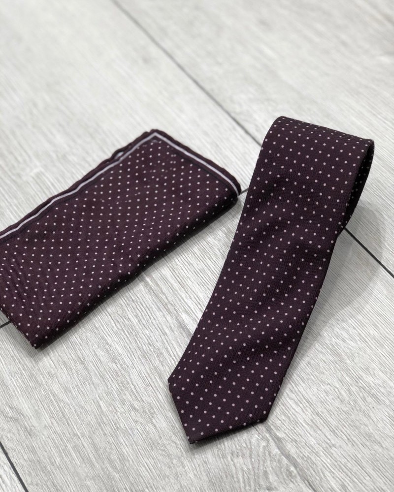 Claret Red Dotted Tie by Gentwith.com with Free Shipping