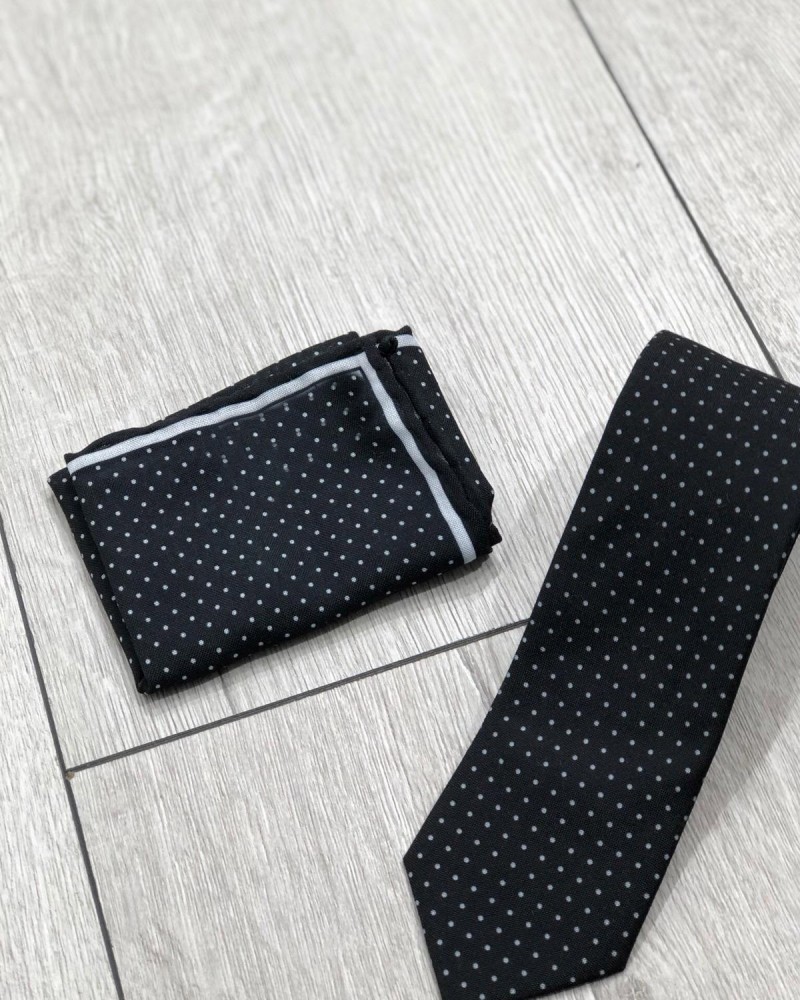 Black Dotted Tie by Gentwith.com with Free Shipping