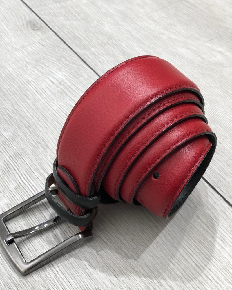 Red Leather Belt by Gentwith.com with Free Shipping