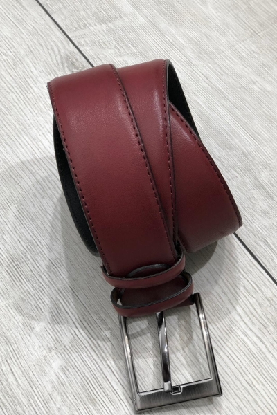 Claret Red Leather Belt by Gentwith.com with Free Shipping