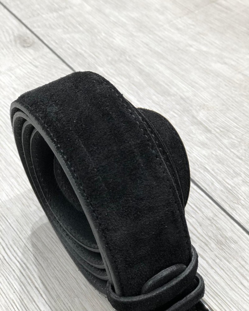 Black Suede Leather Belt by Gentwith.com with Free Shipping