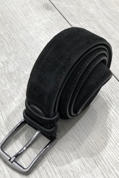 Black Suede Leather Belt by Gentwith.com with Free Shipping