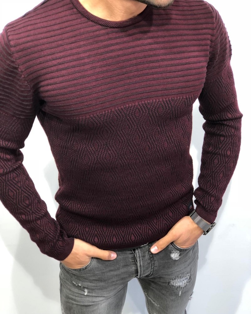 Buy Red Slim Fit Patterned Sweater by Gentwith.com with Free Shipping