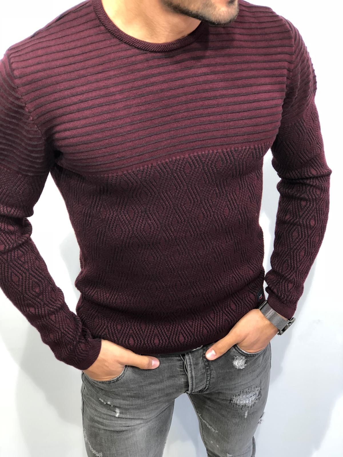 Buy Red Slim Fit Patterned Sweater by Gentwith.com with Free Shipping