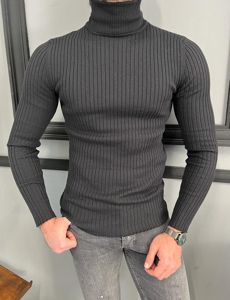 Buy Black Slim Fit Turtleneck Sweater by  with Free Shipping