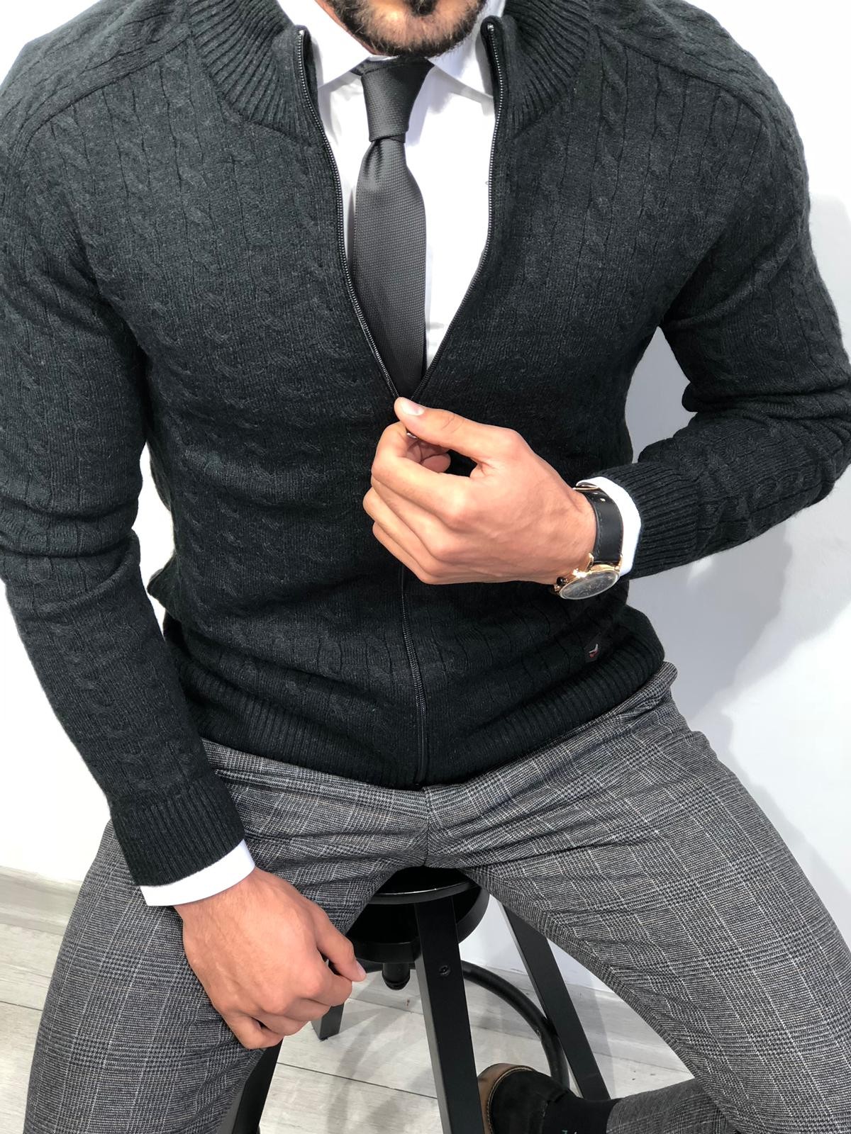 Buy Black Slim Fit Cardigan by Gentwith.com with Free Shipping