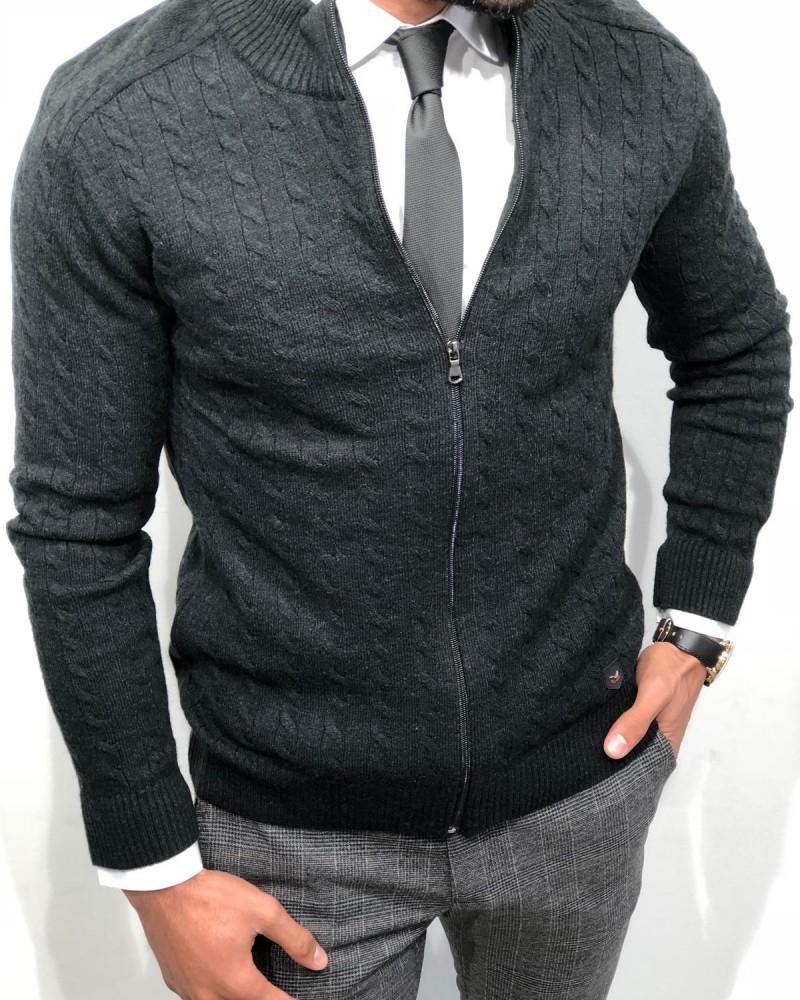 Black Slim Fit Cardigan by Gentwith.com with Free Shipping