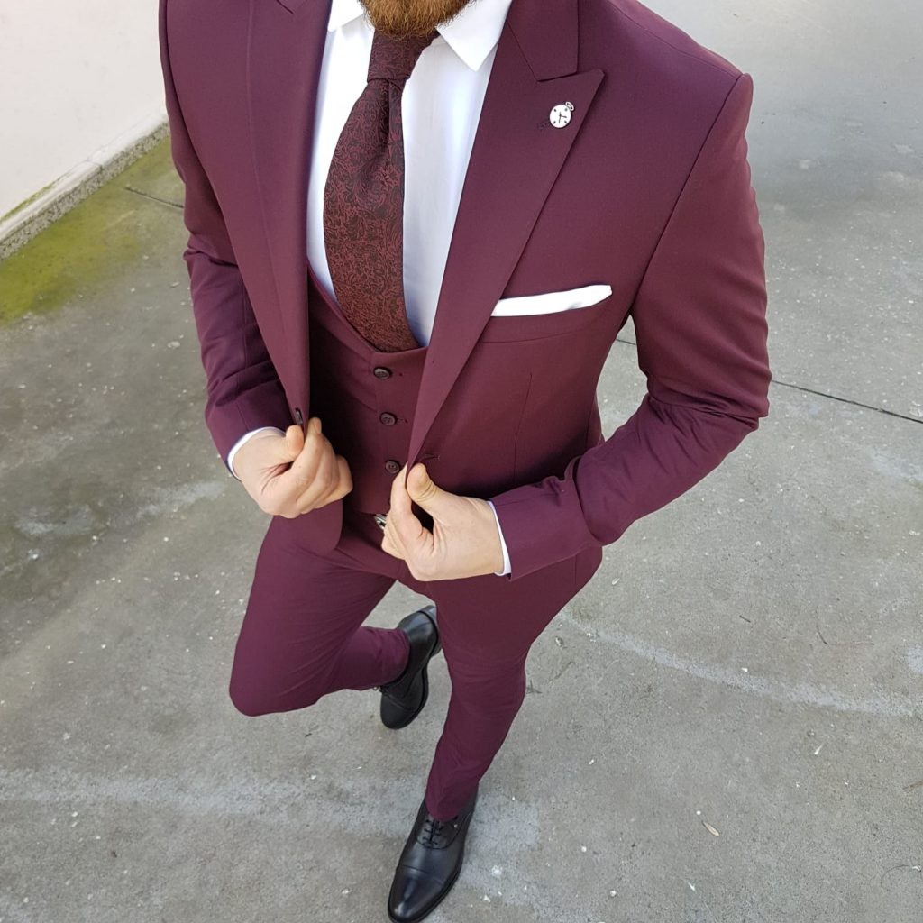 Buy Claret Red Slim Fit Suit by Gentwith.com with Free Shipping