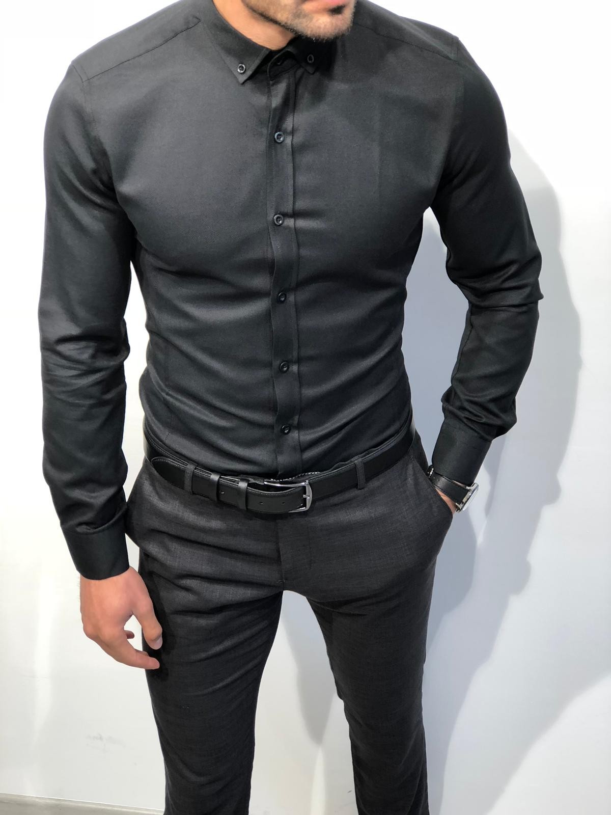 dress shirt with black pants