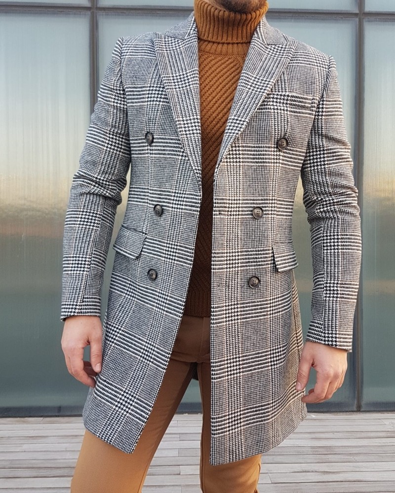 Gray Slim Fit Double Breasted Coat by Gentwith.com with Free Shipping