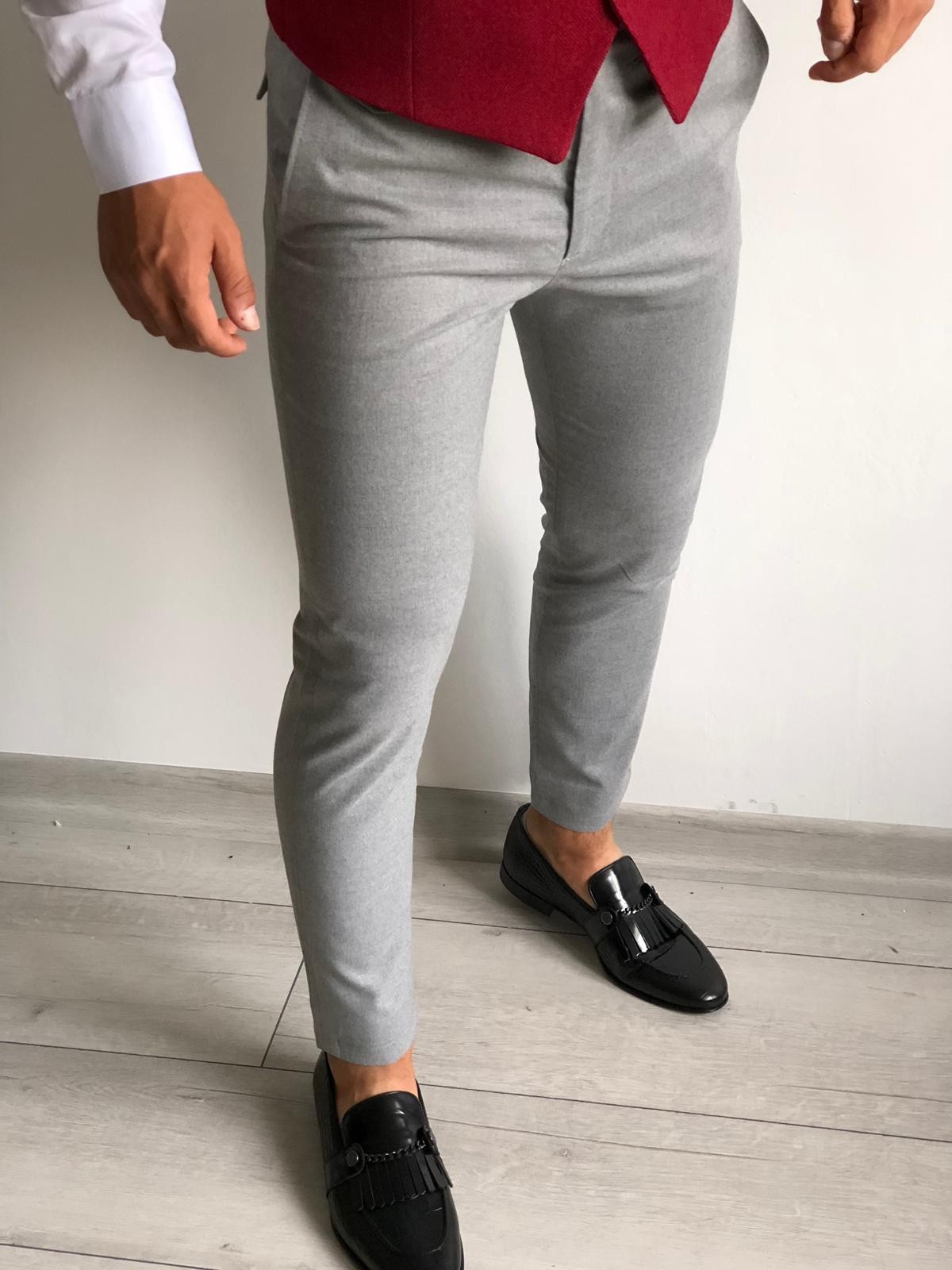 Buy Gray Slim Fit Pants by  with Free Shipping