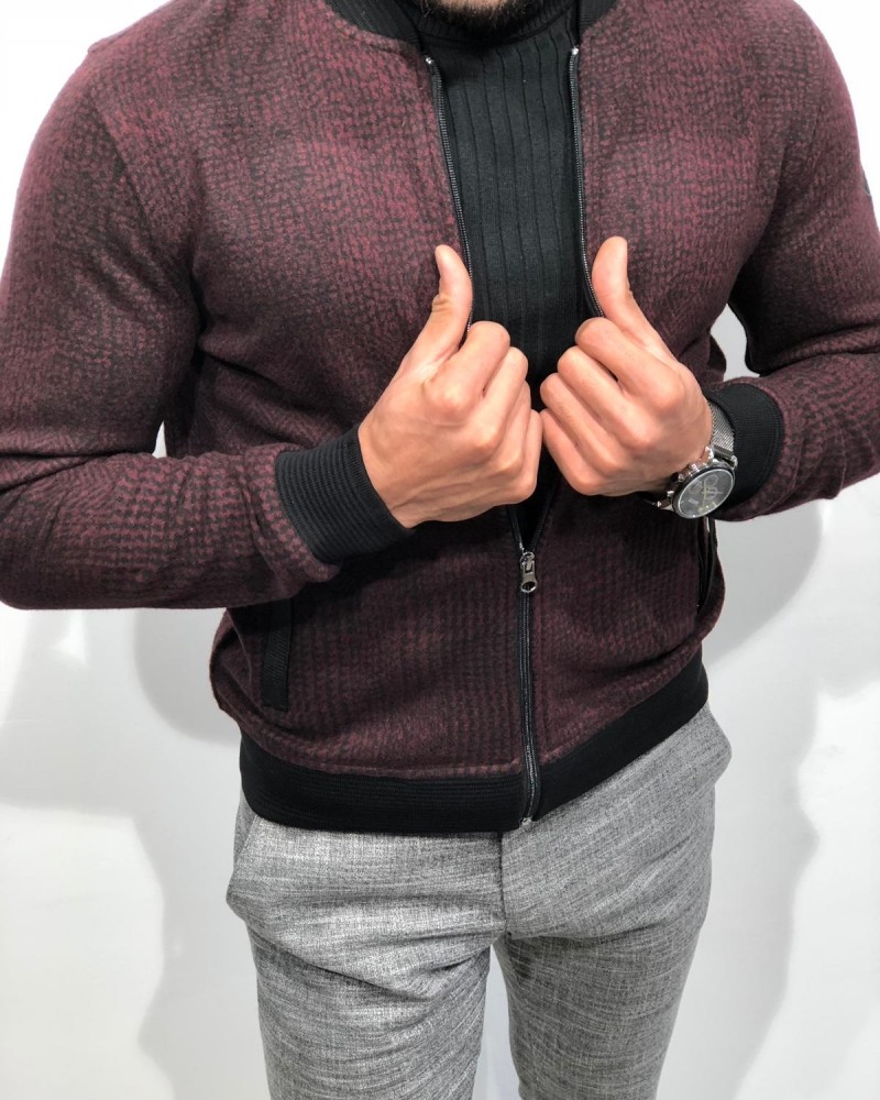 Claret Red Slim Fit Jacket by Gentwith.com with Free Shipping