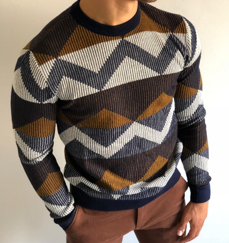 Buy Navy Slim Fit Patterned Sweater by Gentwith.com with Free Shipping