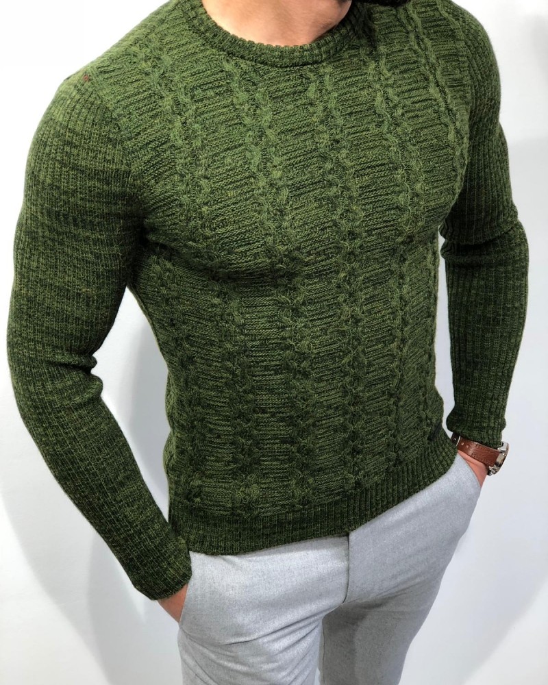 Jervis Patterned knitwear Slim Sweater - Green - GENT WITH