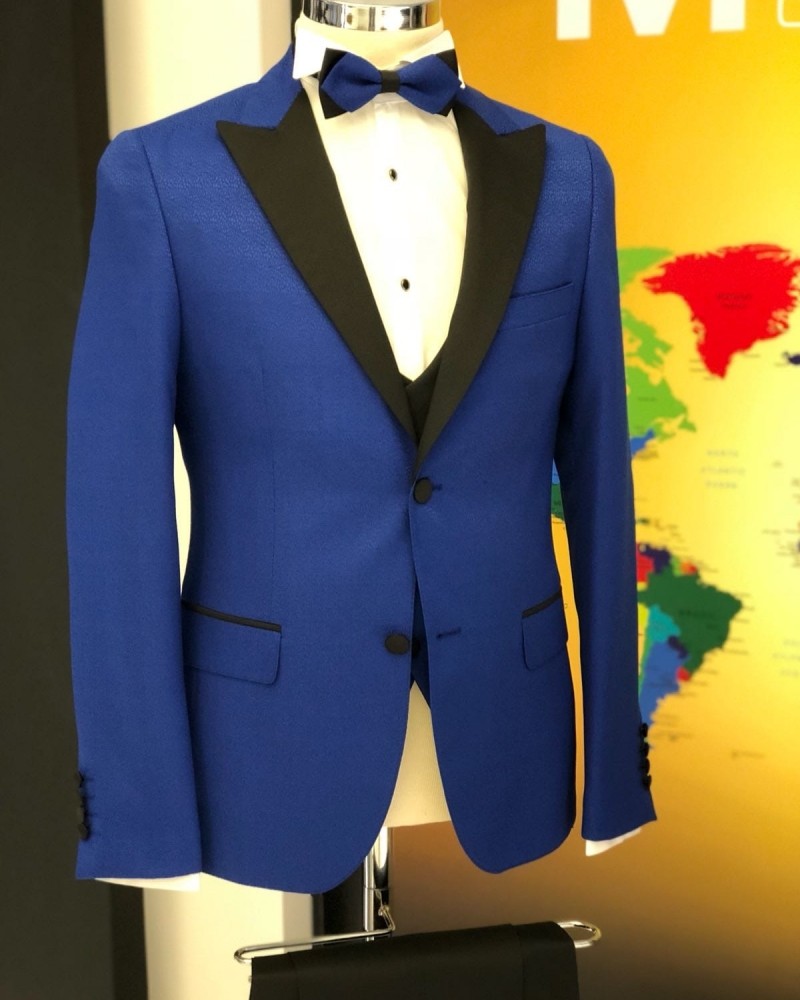 Buy Navy Blue Slim Fit Tuxedo by Gentwith.com with Free Shipping