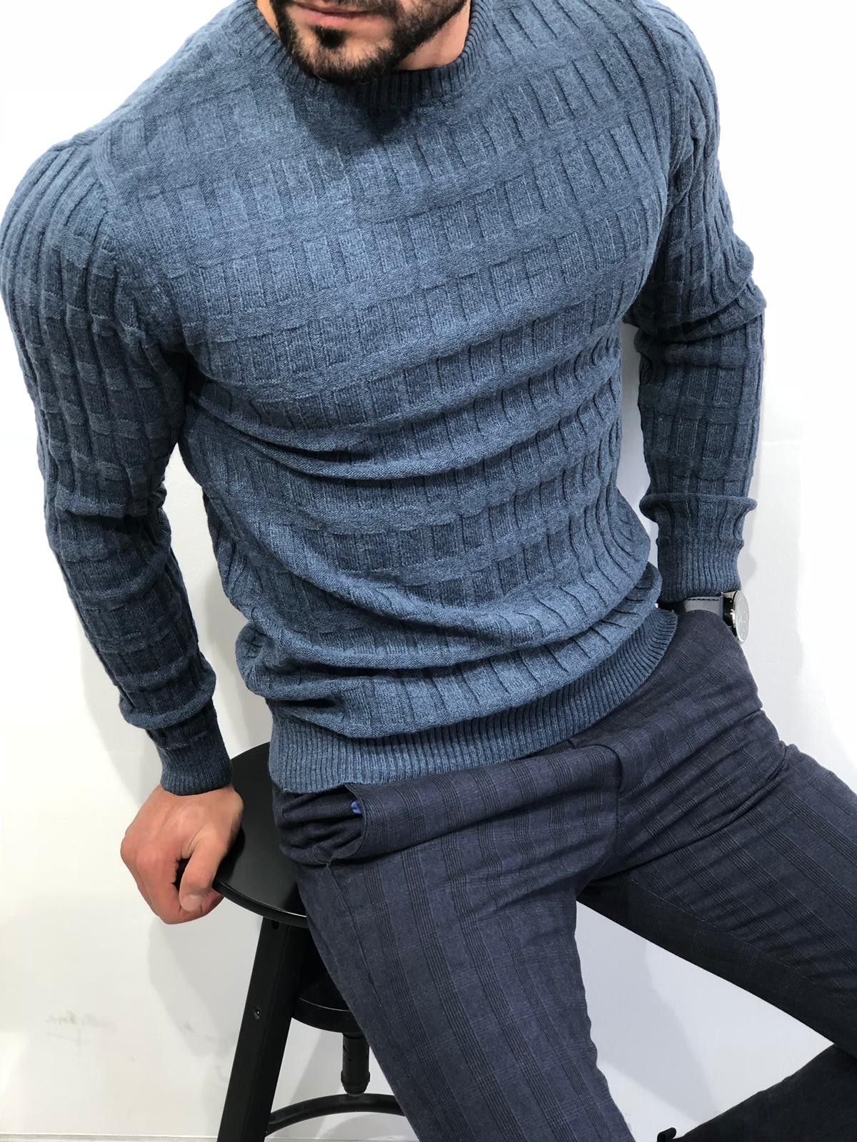 Buy Blue Slim Fit Sweater by Gentwith.com with Free Shipping