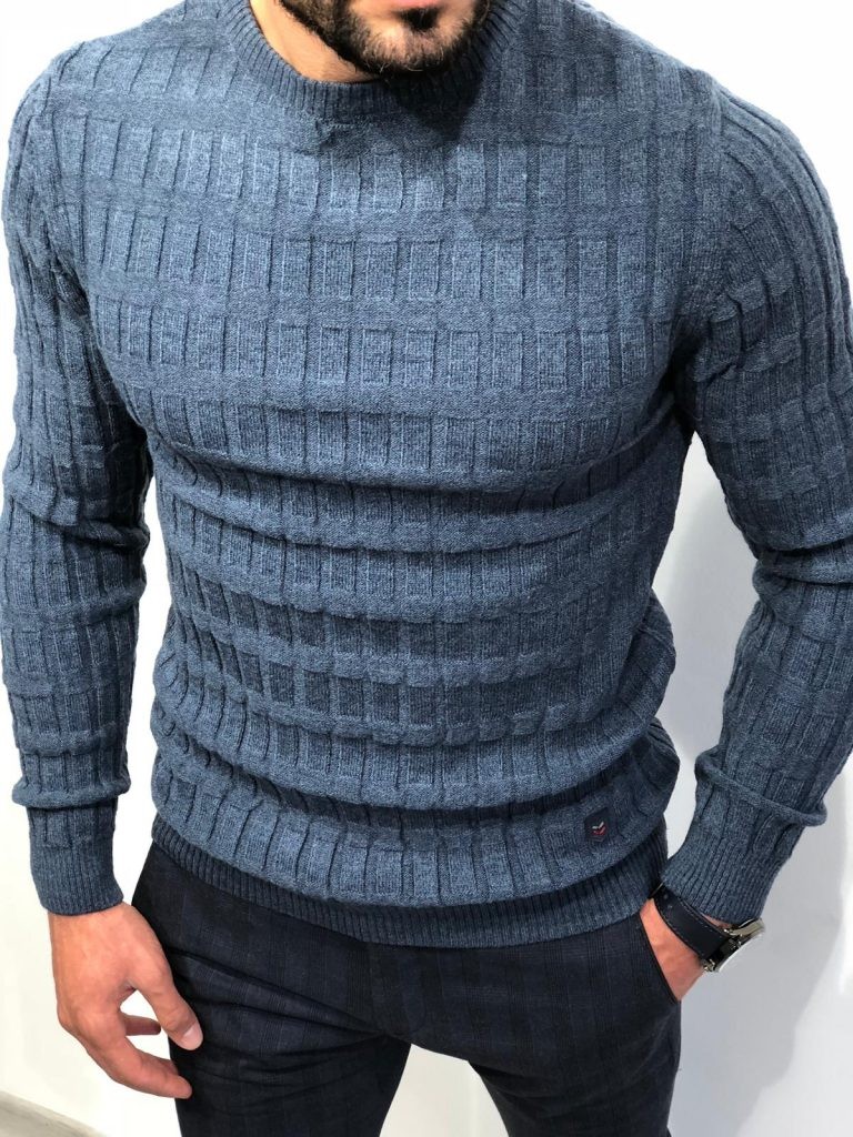 Buy Blue Slim Fit Sweater by Gentwith.com with Free Shipping