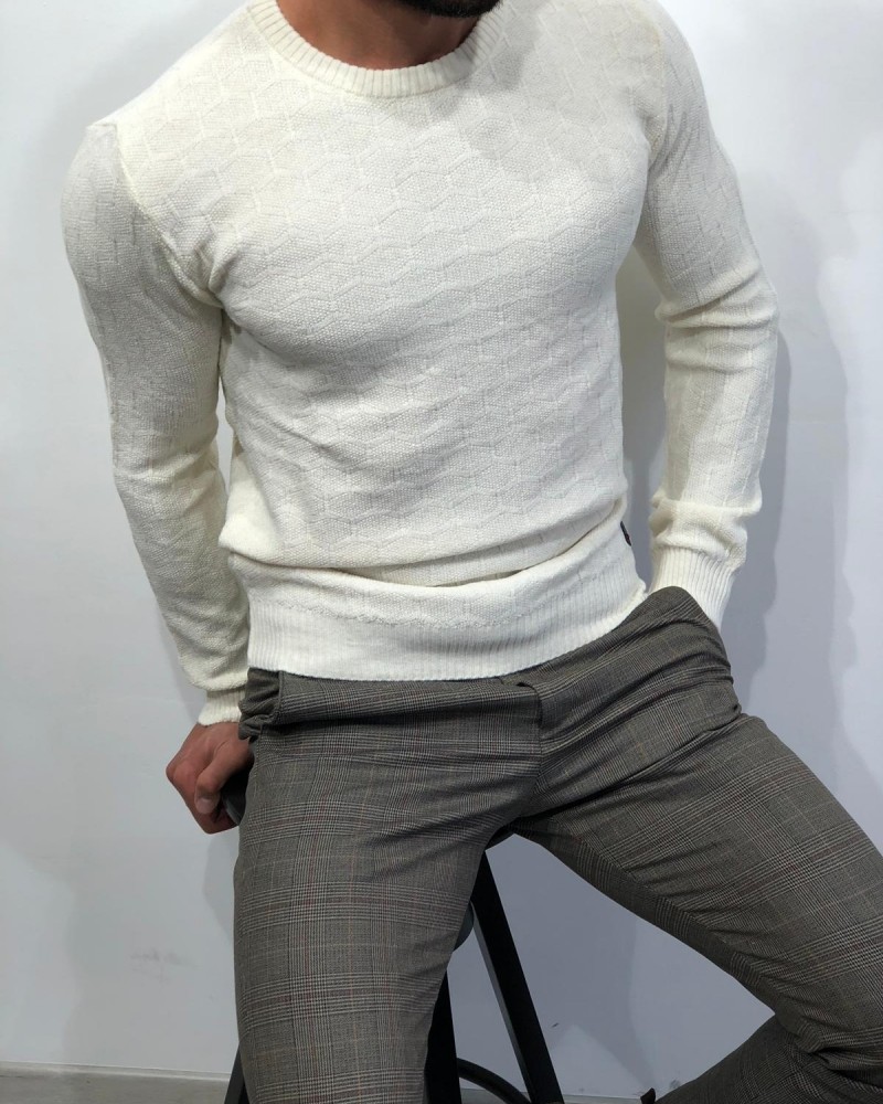 Buy Ecru Slim Fit Sweater by Gentwith.com with Free Shipping