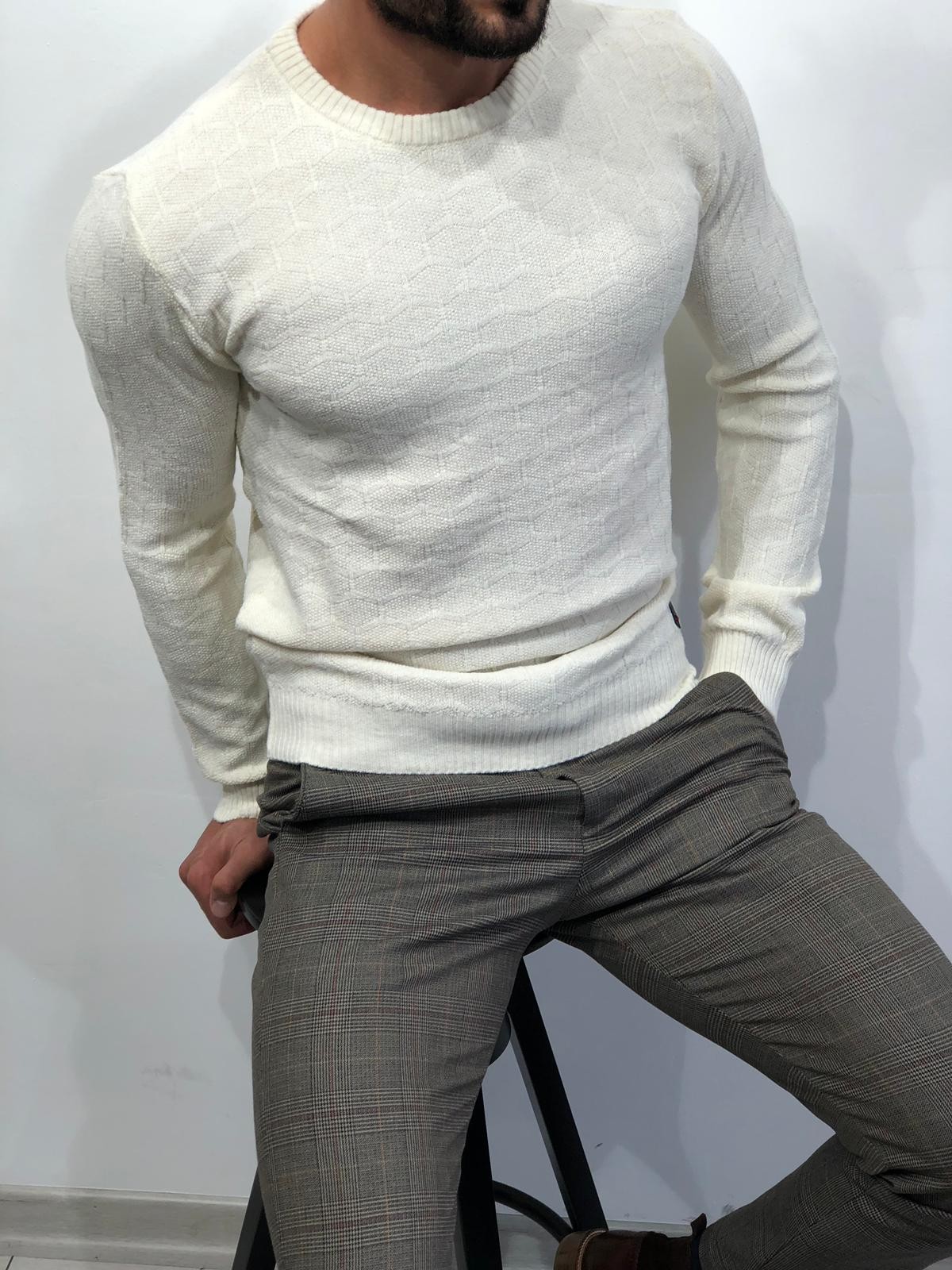 Buy Ecru Slim Fit Sweater by Gentwith.com with Free Shipping