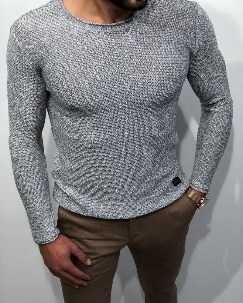 Gray Slim Fit Sweater by Gentwith.com with Free Shipping