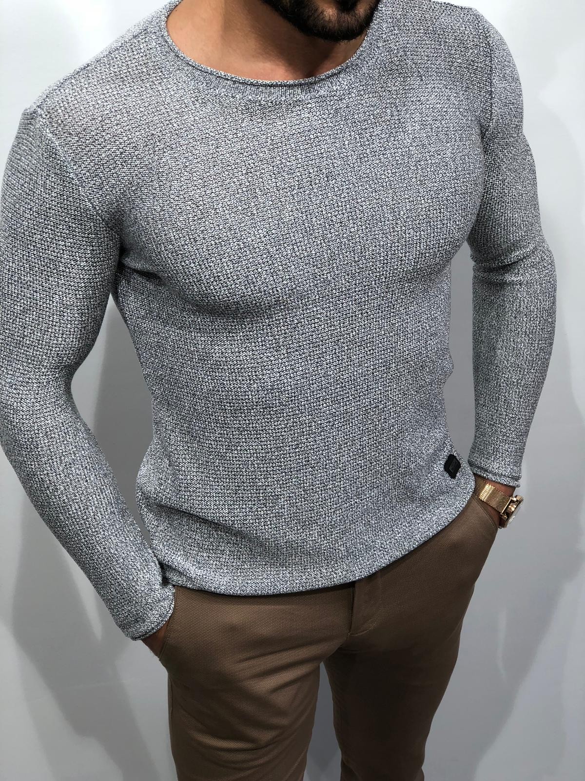 Buy Gray Slim Fit Sweater by Gentwith.com with Free Shipping