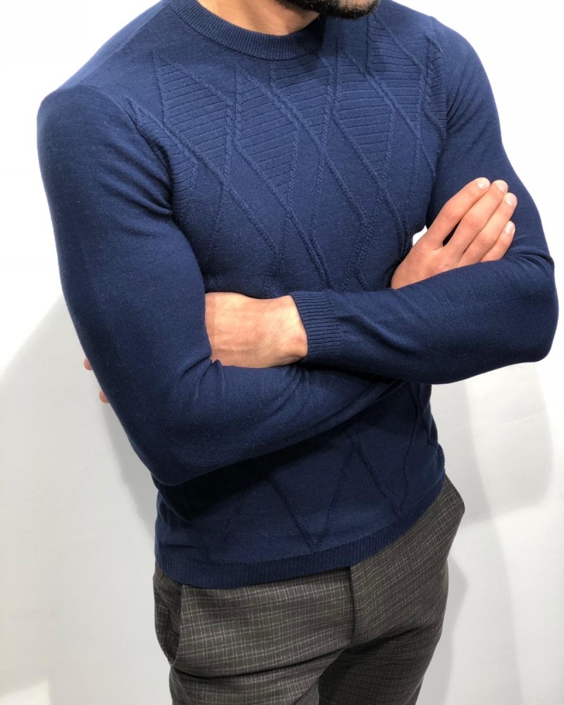 Indigo Slim Fit Sweater by Gentwith.com with Free Shipping