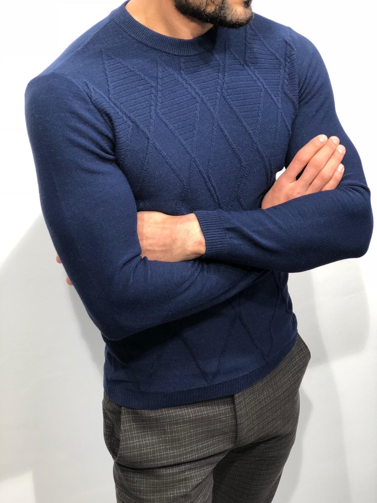 Buy Indigo Slim Fit Sweater by Gentwith.com with Free Shipping