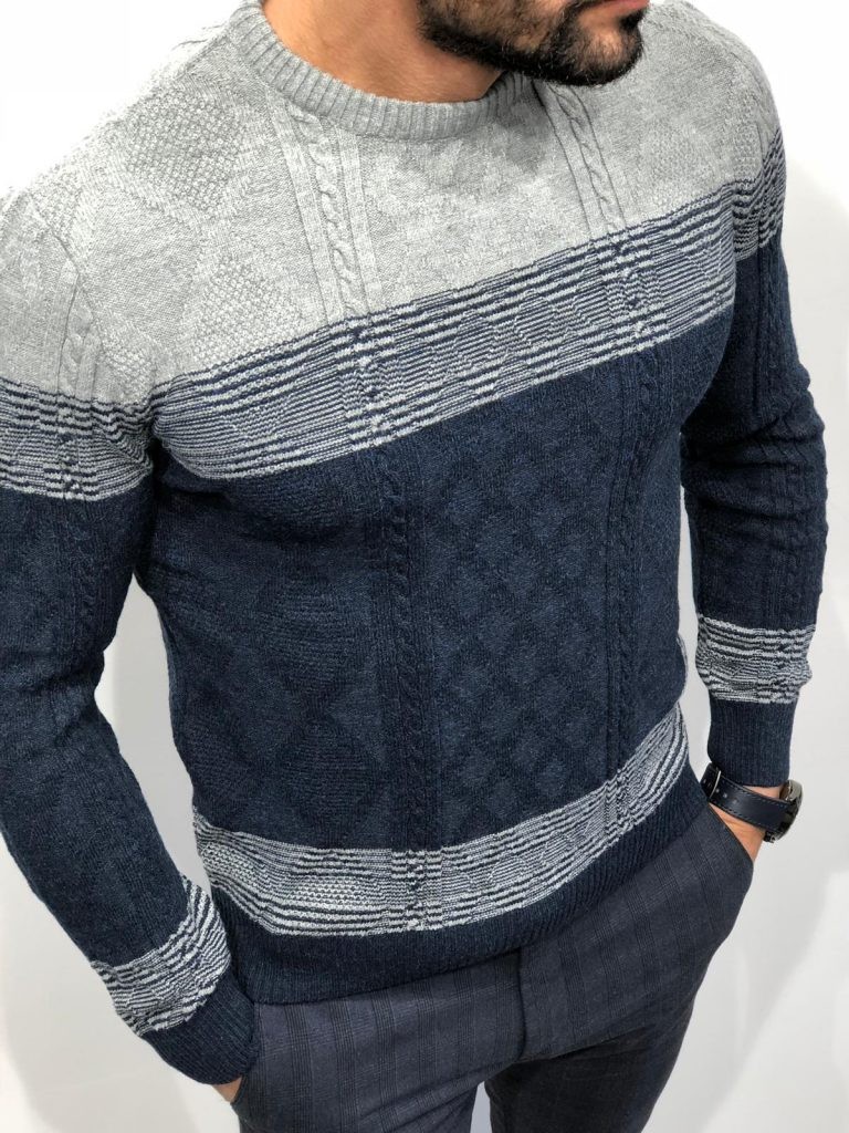 Buy Navy Blue Slim Fit Sweater by Gentwith.com with Free Shipping