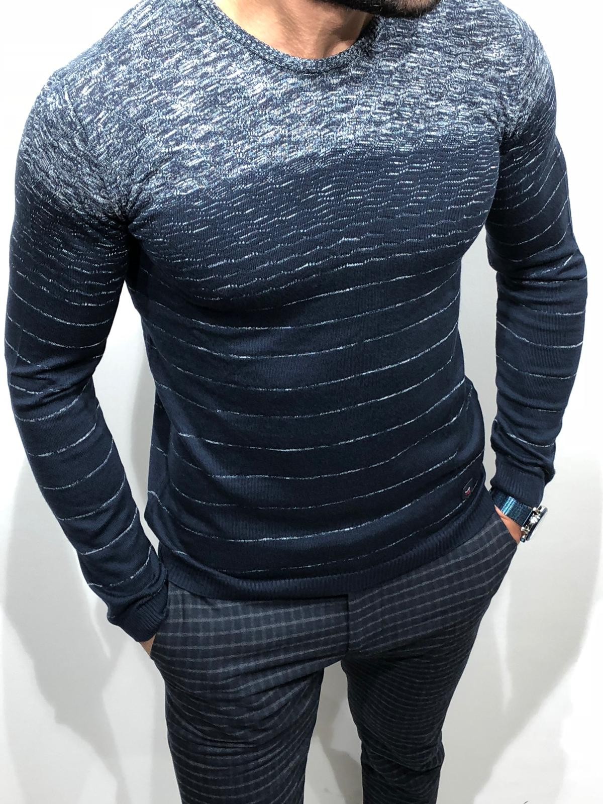 Buy Navy Blue Slim Fit Sweater by Gentwith.com with Free Shipping