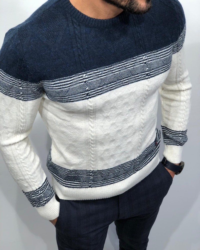 White Slim Fit Sweater by Gentwith.com with Free Shipping