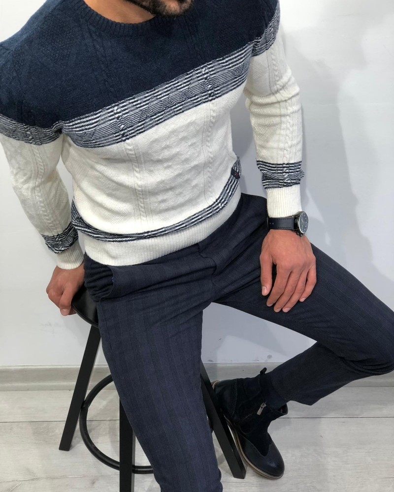 White Slim Fit Sweater by Gentwith.com with Free Shipping