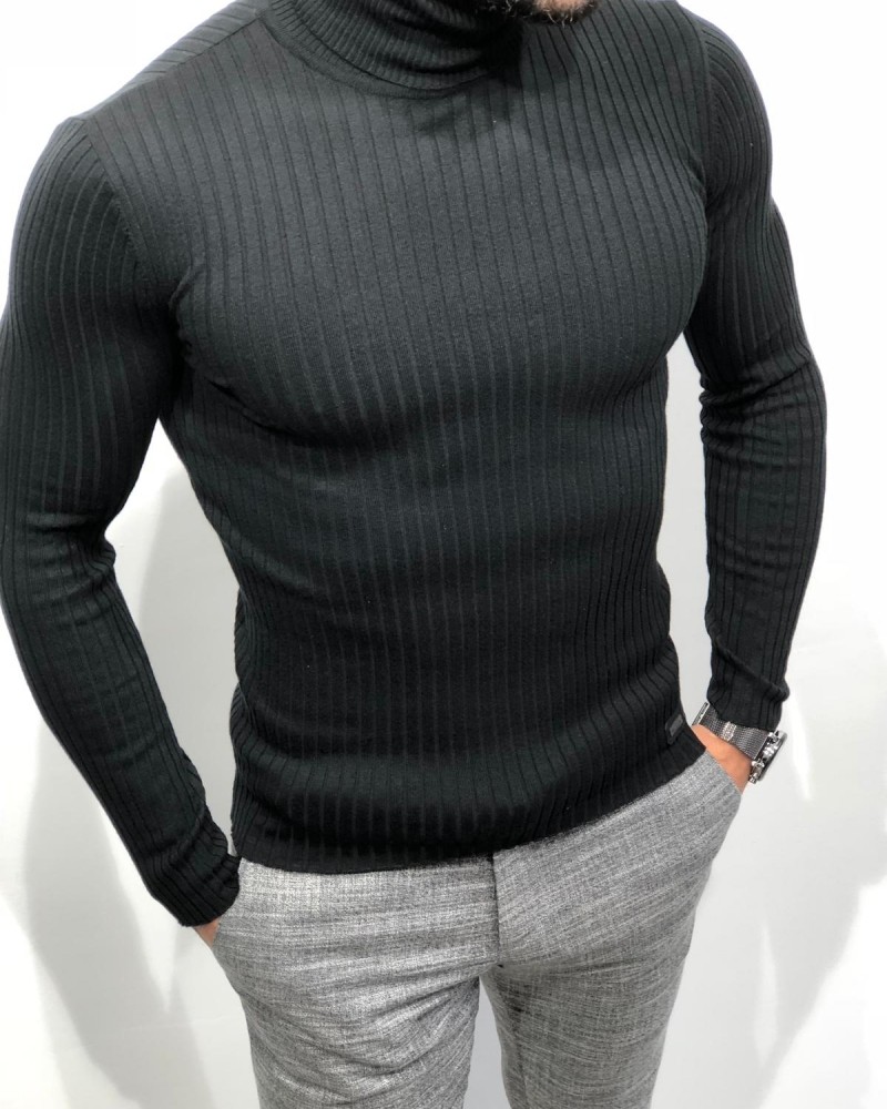 Buy Black Slim Fit Turtleneck Sweater by Gentwith.com with Free Shipping