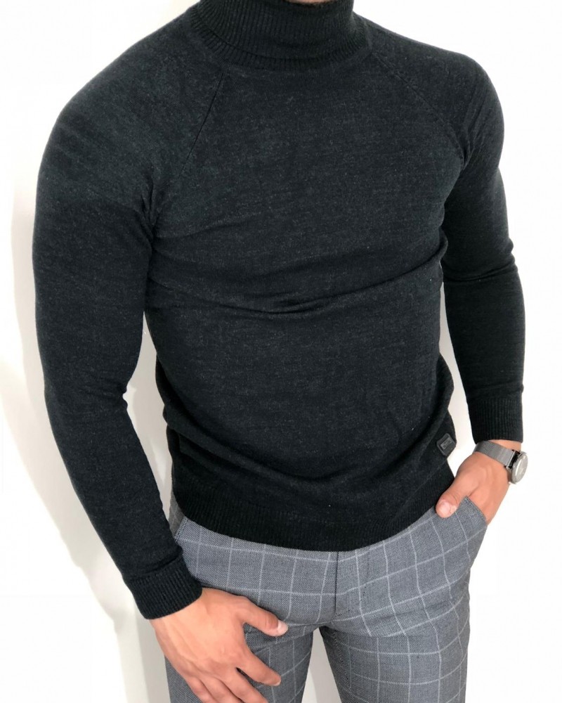 Black Turtleneck Sweater by Gentwith.com with Free Shipping