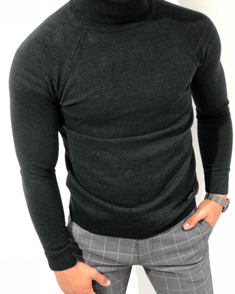 Black Turtleneck Sweater by Gentwith.com with Free Shipping