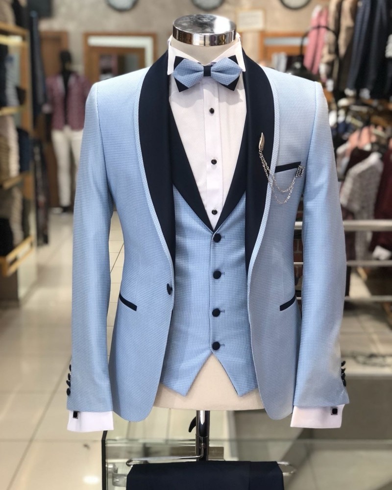 Blue Slim Fit Tuxedo by Gentwith.com with Free Shipping