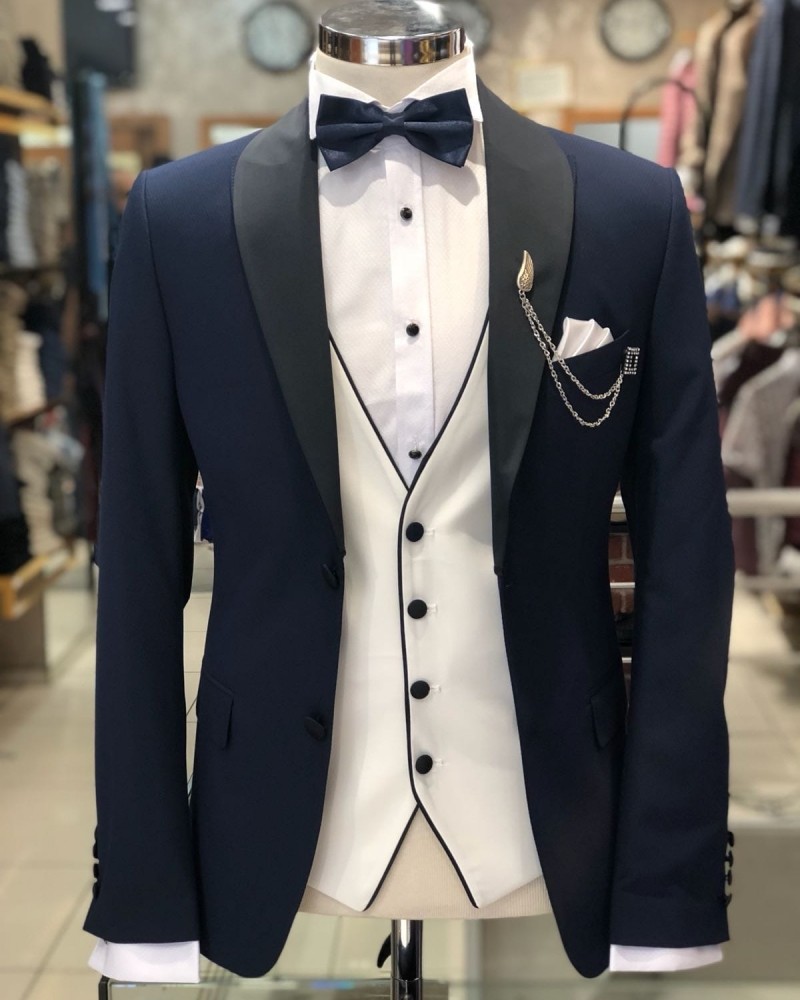 Navy Blue Slim Fit Tuxedo by Gentwith.com with Free Shipping