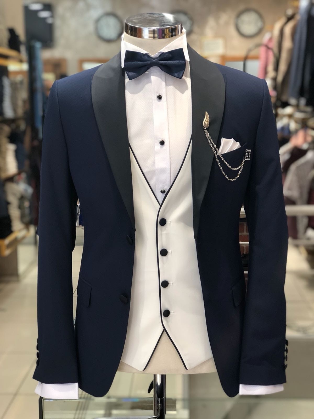 Buy Navy Blue Slim Fit Tuxedo by Gentwith.com with Free Shipping