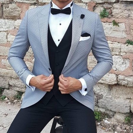 Buy Gray Slim Fit Tuxedo by Gentwith.com with Free Shipping